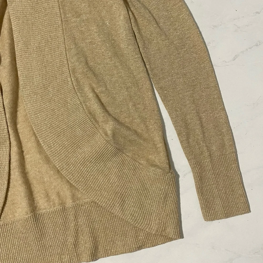 Lilly Pulitzer XS Gold Open Front Metallic Cardigan Holiday Christmas Party - Picture 5 of 7